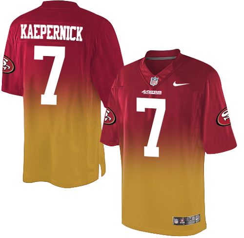 Men's Limited Colin Kaepernick Nike Jersey Red/Gold - #7 Fadeaway NFL San Francisco 49ers